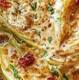 Marry Me Melting Cabbage served in creamy Tuscan love sauce