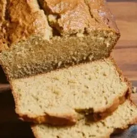 Slice of old-fashioned peanut butter bread served on a plate