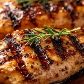 Marinated grilled chicken ready for the BBQ with vibrant herbs and spices.